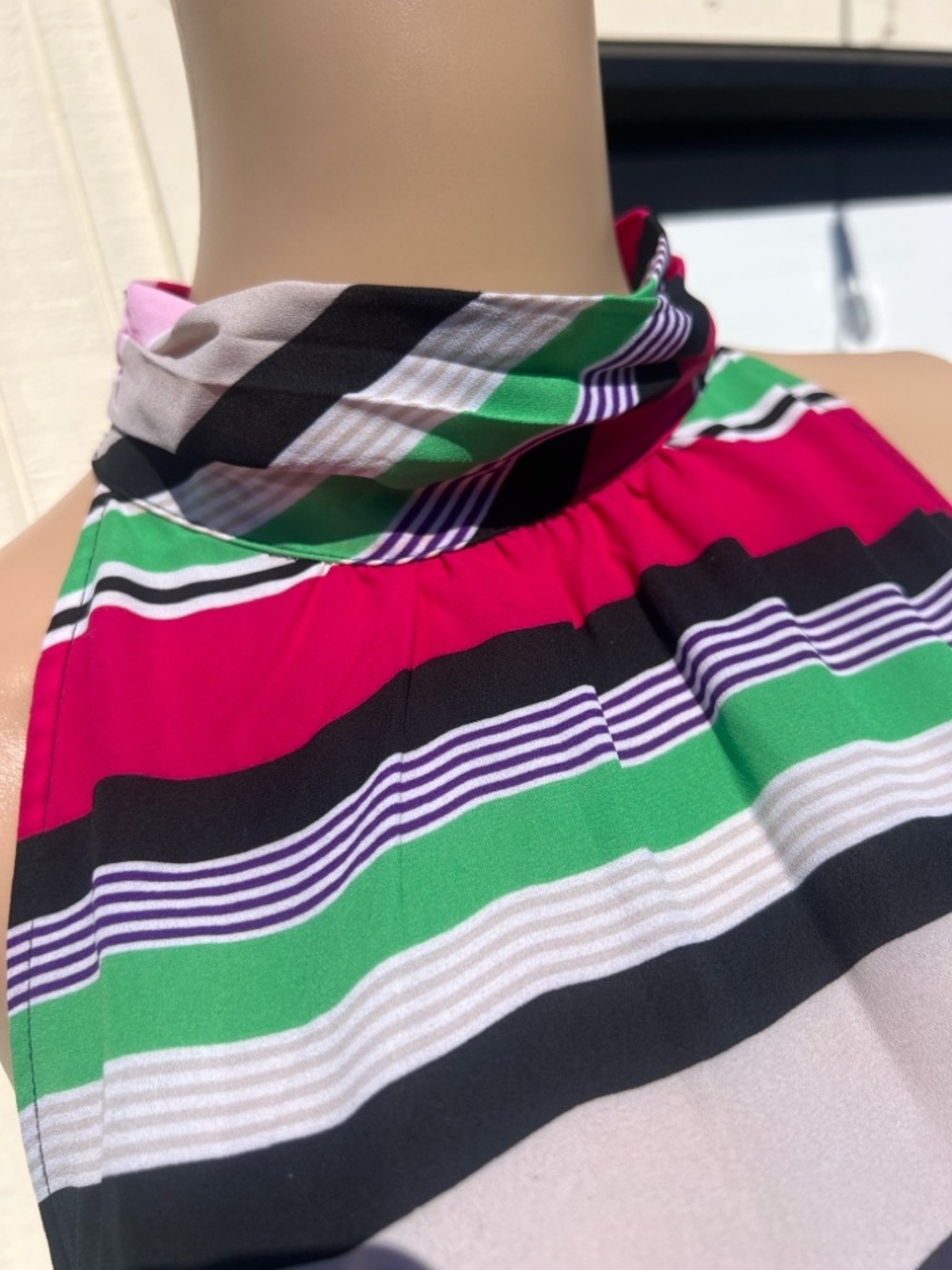 NY & Co 7th Avenue Multicolor Striped Halter Blouse Size L - Picture 5 of 7